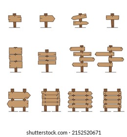 cartoon wood sign board vector set