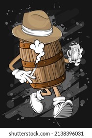 cartoon wooden barrel t  shirt design illustration