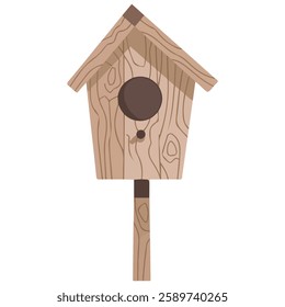 Cartoon Wooden Birdhouse Empty Nesting Place in Flat Style