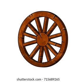 cartoon wooden cart wheel