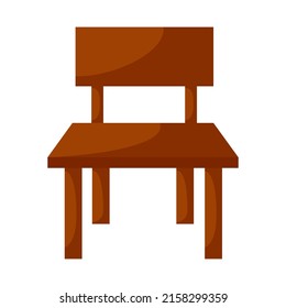 Cartoon wooden chair. Flat vector illustration isolated on white background