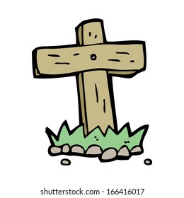 Cartoon Wooden Cross Grave Stock Vector (Royalty Free) 166416017 ...