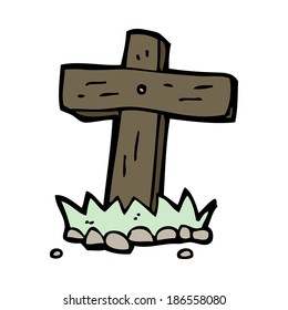 cartoon wooden cross grave