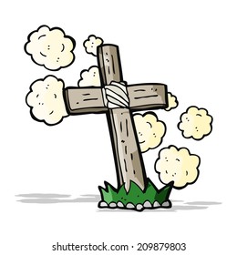 cartoon wooden cross grave
