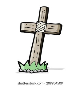 cartoon wooden cross grave