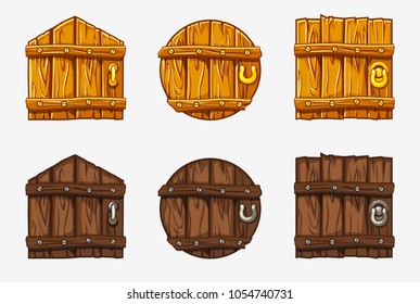 Cartoon Wooden Door, Vector Assets For Ui Game