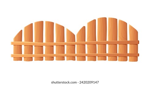 Cartoon wooden fence with rounded top planks on a plain background, front view.