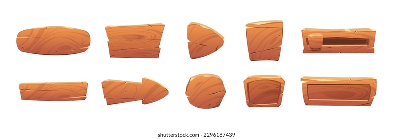 Cartoon wooden game assets. Vector illustration.