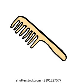 Cartoon of wooden hair comb vector icon for web design isolated on white background