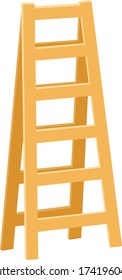 Cartoon wooden ladder. Icon design. Vector illustration Isolated on white background.