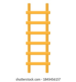 Cartoon wooden ladder icon isolated on white background. Vector illustration in cartoon style for your design.