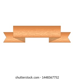 Cartoon wooden plank signs. Wood banner vector elements isolated on white background. Wooden board round form illustration