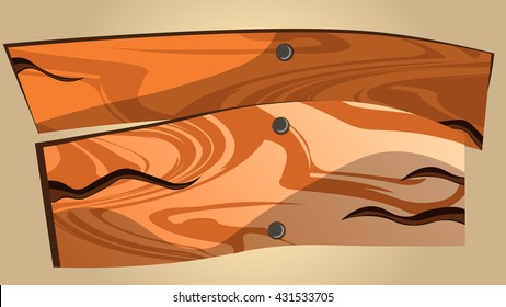 Cartoon wooden plaque. Wooden texture. Wooden tablets. Wooden Pointer.
