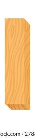 Cartoon wooden post with soft timber texture. Brown wood post as simple beam and plank element. Timber board icon for game or app, nature material and carpentry concept, flat style vector object
