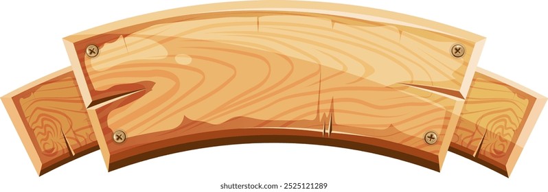 Cartoon wooden signboard. Rustic board banner template