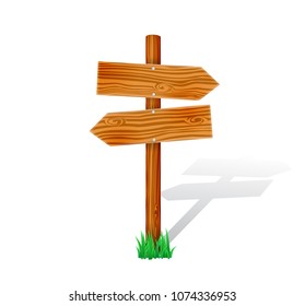 Cartoon Wooden Signpost Grass Isolated Arrow Stock Vector (Royalty Free ...