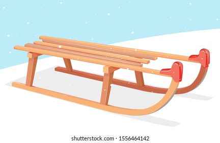 Cartoon wooden sleigh for children, winter transportation