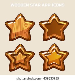 cartoon wooden Stars in different threads in vector