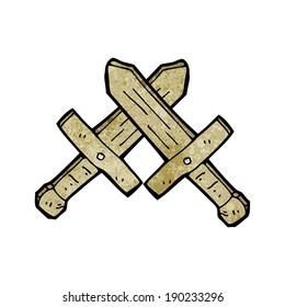 cartoon wooden swords