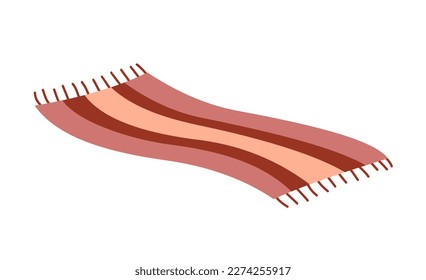 Cartoon wool carpet. Sticker with traditional Persian rug with stripes. Cozy design element for floor in apartment. Home interior decoration. Flat vector illustration isolated on white background