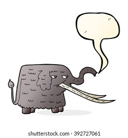 cartoon woolly mammoth with speech bubble
