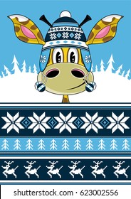 Cartoon Wooly Hat Giraffe
