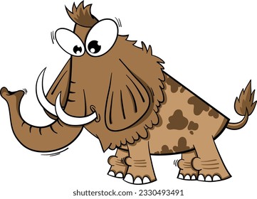 cartoon wooly mammoth vector illustration.