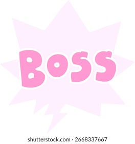 cartoon word boss with speech bubble in retro style in bright neon color