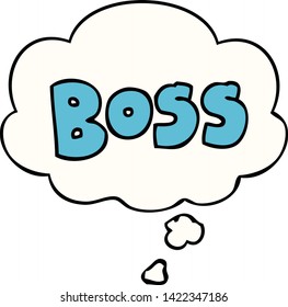 cartoon word boss with thought bubble