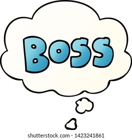 cartoon word boss with thought bubble in smooth gradient style