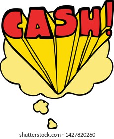 cartoon word cash with thought bubble