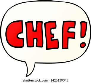 cartoon word chef with speech bubble in smooth gradient style