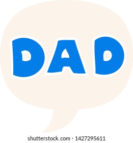  cartoon word dad with speech bubble in retro style