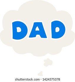  cartoon word dad with thought bubble in retro style