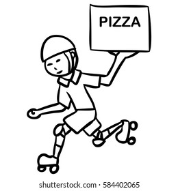 cartoon word delivery boy
