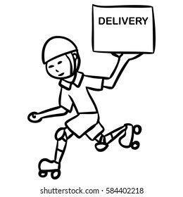 cartoon word delivery boy