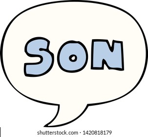 Cartoon Wort Sohn mit Sprachblase