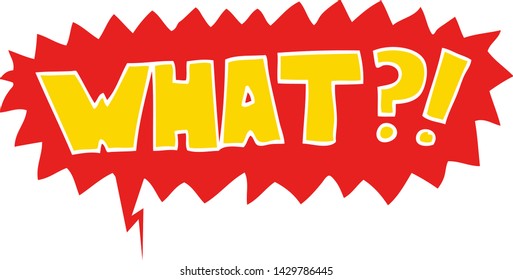 cartoon word What?! with speech bubble in retro style