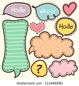 Cartoon words label cute doodle