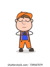 Cartoon Worker Doing Prayer Vector Concept