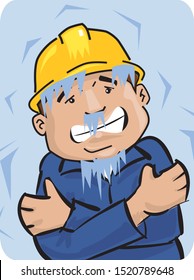 cartoon of a worker freezing