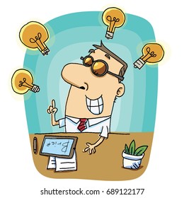 cartoon worker got brilliant idea when working 