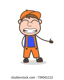 Cartoon Worker Grimacing Face Expression Vector