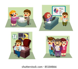 cartoon worker icon set