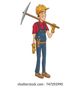 Cartoon worker with tool