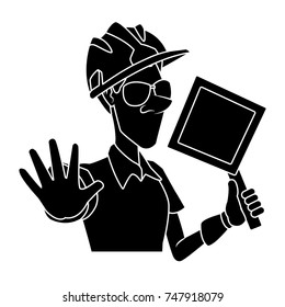 Cartoon worker with tool