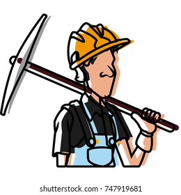 Cartoon worker with tool