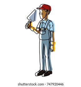 Cartoon worker with tool