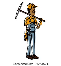 Cartoon worker with tool