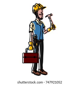 Cartoon worker with tool